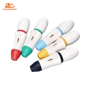 Levo Pipette Controller available in multiple colors (blue, green, red, yellow, NC blue) with ergonomic lightweight design-AELAB