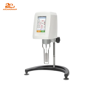 AELAB LVDV-1T/LVDV-2T viscometer showing viscosity test interface and curves