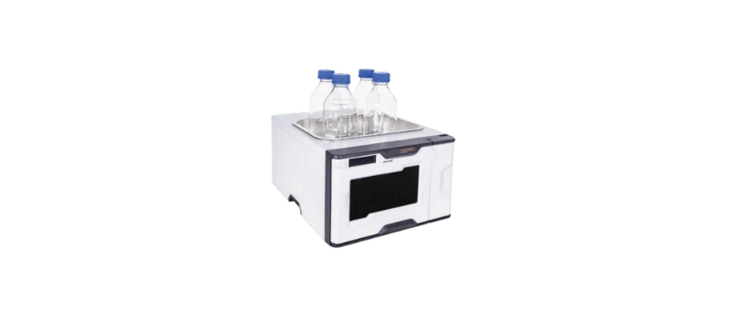 AELAB Laboratory water purification system with multiple glass reagent bottles placed on top, designed for supplying high-purity water for HPLC applications.