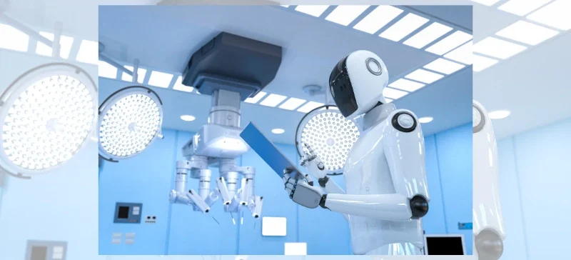 Technician analyzing AI-driven maintenance alerts for laboratory equipment in research environment. AELAB