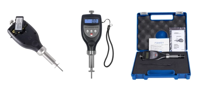 Different types of handheld and digital fruit firmness testers with carrying case AELAB