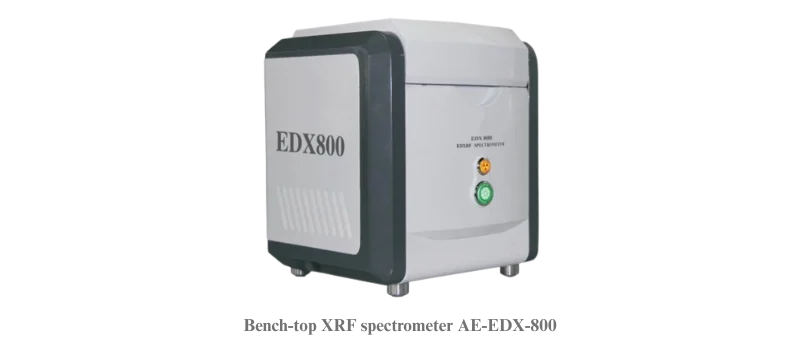 Benchtop XRF spectrometer AE-EDX-800 used for metal analysis and alloy identification in OES vs XRF comparison