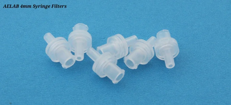 AELAB 4mm syringe filters, designed for precise and efficient sample filtration in laboratory applications